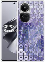 Cazy Hoesje geschikt voor Oppo Reno10 Pro 5G Paars Hexagon Marmer