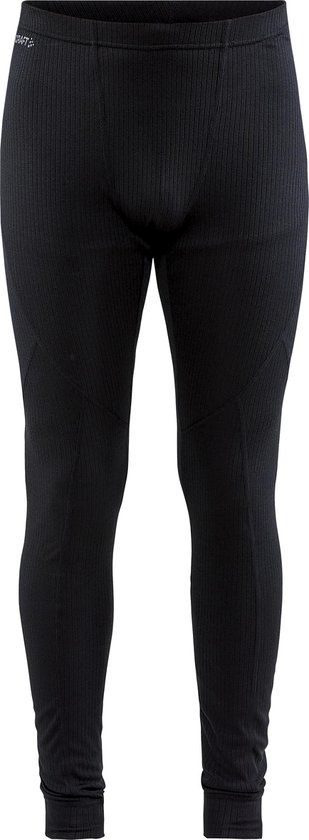 Zwarte thermobroek met fijne ribbelstructuur.