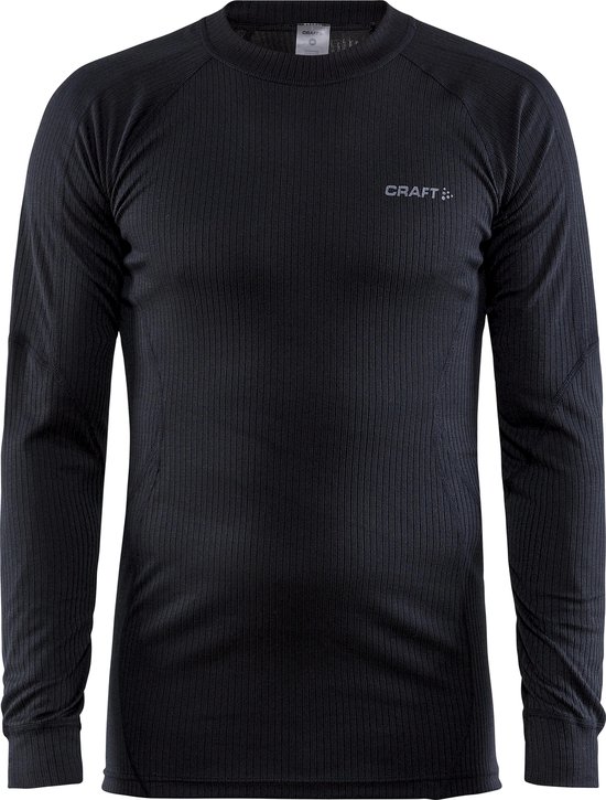 Zwarte longsleeve met fijne ribbelstructuur en Craft logo op de borst.