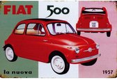 Metalen Wandbord Fiat 500 - 20 x 30 cm
