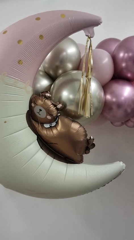 1 ballon hélium ours sur la lune pour décoration baby shower