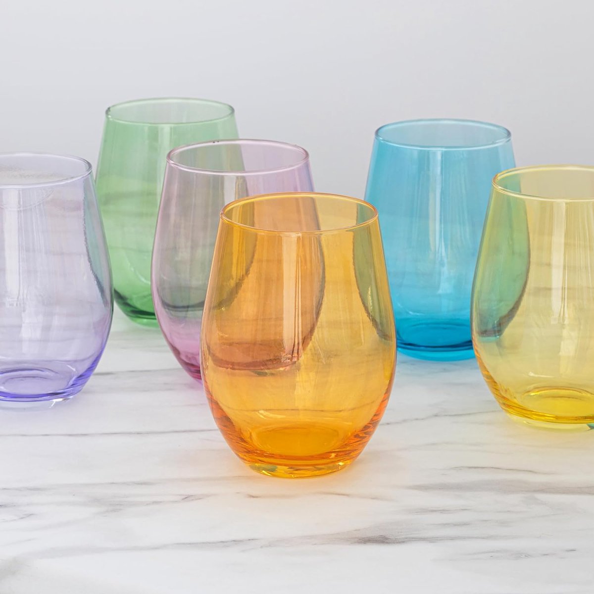 Goedkoopste Gekleurde waterglazen Gekleurde glazen | 580 ml | Set van 6 drinkbekers Highball glazen set drinkglazen grote glazen beker | vaatwasmachinebestendig | Collection Phoebe Rainbow