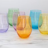 Verres à eau colorés Verres colorés | 580ml | Set de 6 gobelets à boire Ensemble de verres Highball Verres à boire grande tasse en verre | lavable au lave-vaisselle | Collection Phoebe Rainbow