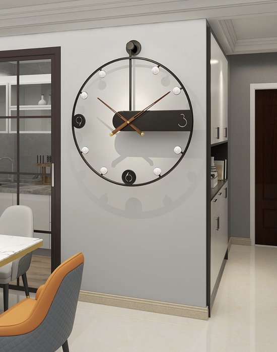 Luxaliving - Klok - Horloge murale - Klok avec cristaux - Klok moderne - Horloge industrielle 50CM