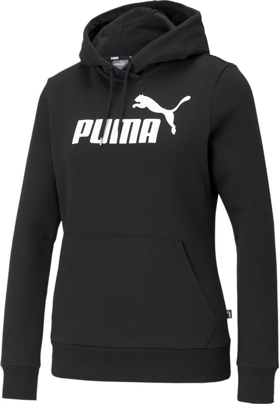 Puma - ESS Hoody FL Big Logo Women - Zwarte Hoodie Dames-XXL