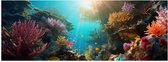 Poster (Mat) - Onderwater - Oceaan - Zee - Koraal - Vissen - Kleuren - Zon - 90x30 cm Foto op Posterpapier met een Matte look