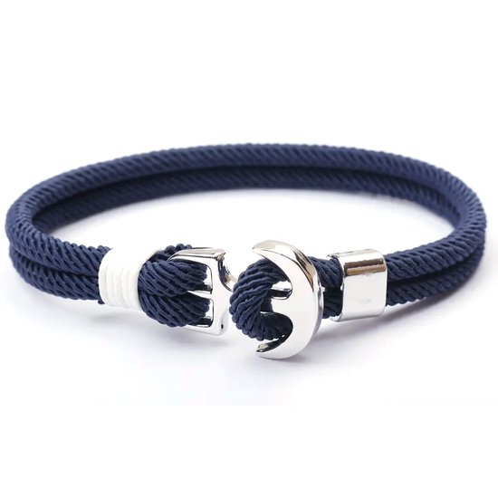 Walletstreet Rope Chain Anker Armband – Marineblauw - Marine Armband 21 cm -voor mannen en vrouwen-Kerstcadeau-Ideale geschenk
