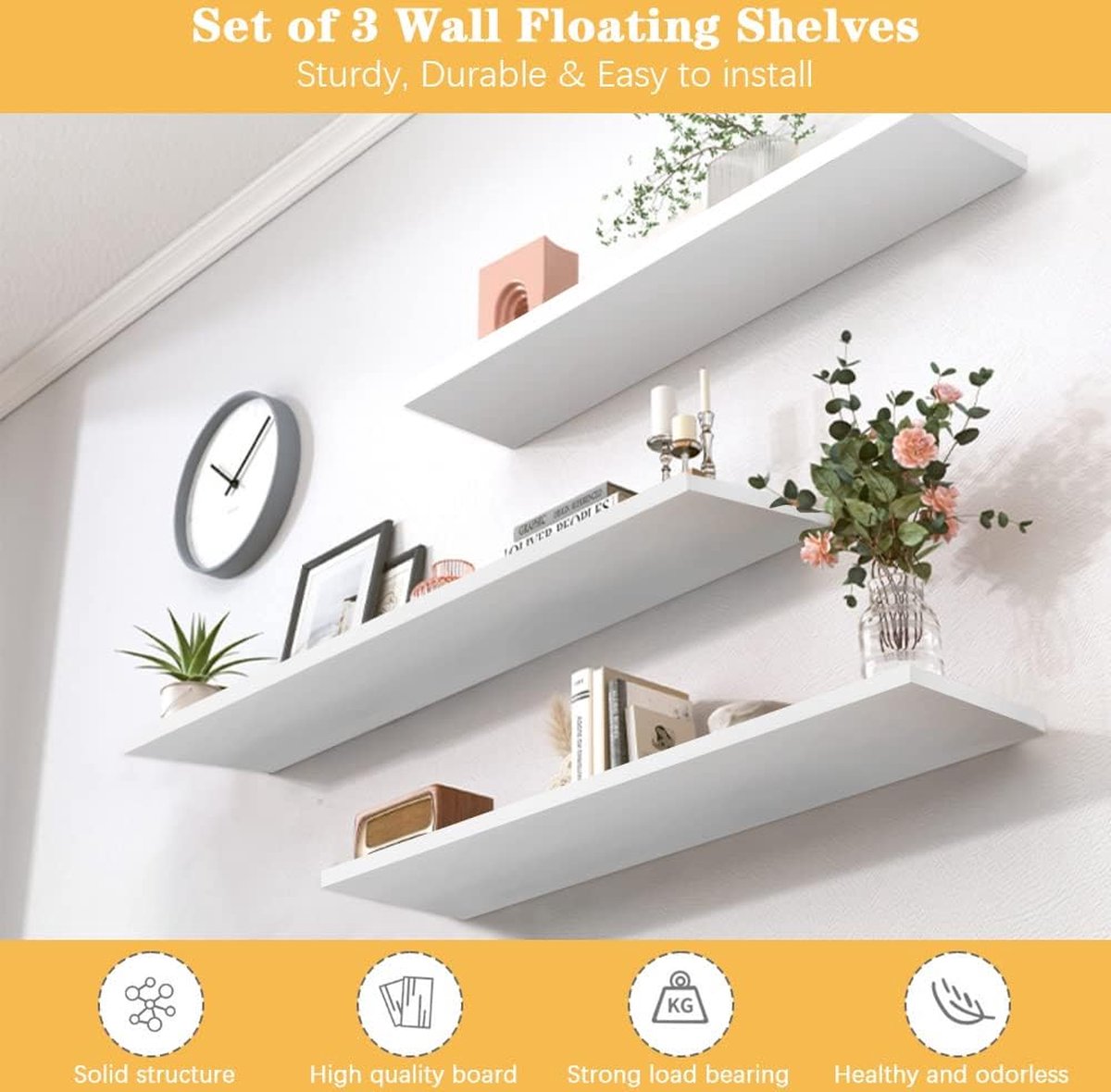 Witte Zwevende Wandplank Met Nagelset Van 5 Planken Voor De Kinderkamer Fotorek Verschillende Maten Planken Voor De Woonkamer Badkamer Keuken En Slaapkamer Witte Wandplank 21 1961853