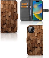 Book Style Case geschikt voor iPhone 14 Plus Wooden Cubes