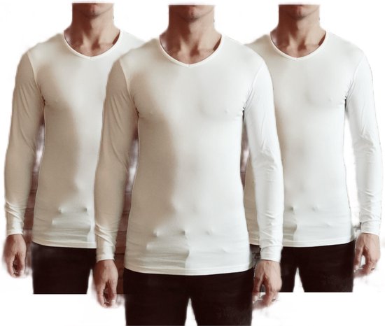 Dice mannen Longsleeve Shirts V-hals 3-stuks wit maat S