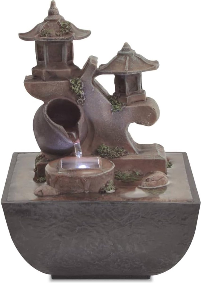 Kamerfontein met LED-verlichting pomp fontein tafelfontein decoratieve fontein waterspel tafeldecoratie fontein polyhars