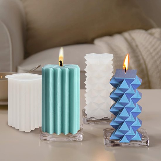 Moule à bougies 4 pièces, moules à bougies pour moulage, ensemble de bougies  3D DIY