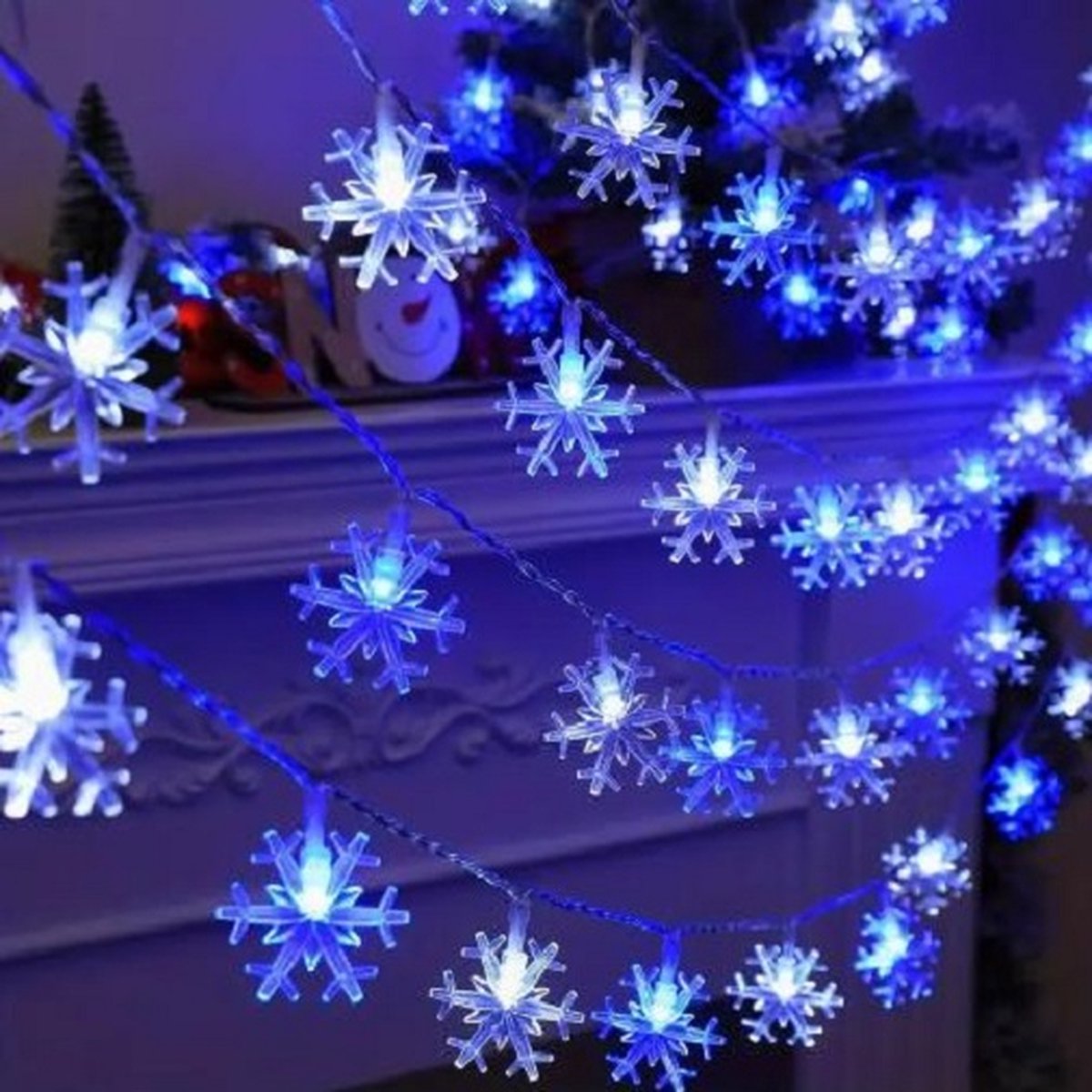 Kerstverlichting Sneeuwvlok slinger / op batterijen / Waterdicht