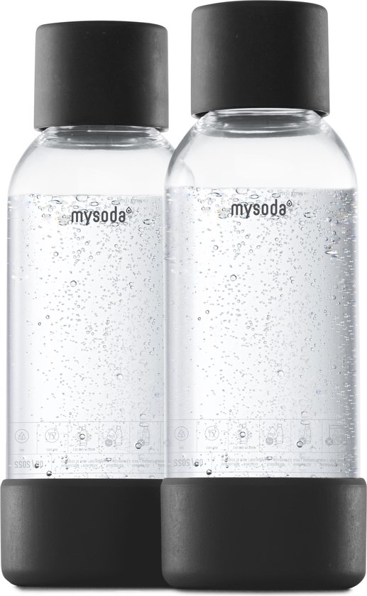 Foto: Mysoda set van 2 herbruikbare flessen van 0 5 liter black geschikt voor mysoda apparaten