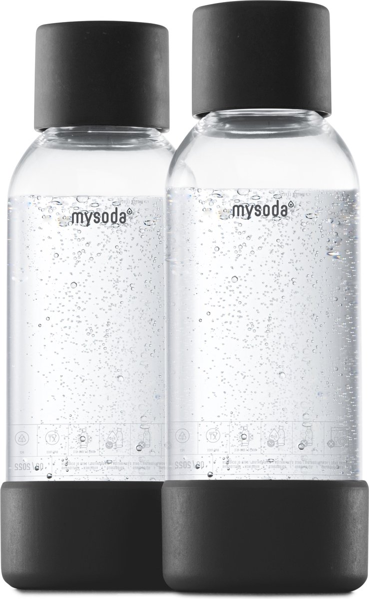 Mysoda - Set van 2 herbruikbare flessen van 0.5 liter - Black - Geschikt voor Mysoda apparaten