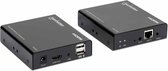 MH Extender, HDMI Extender by Single Cat5e/6 up to 120m, with IR and KVM, Black, Retail Box