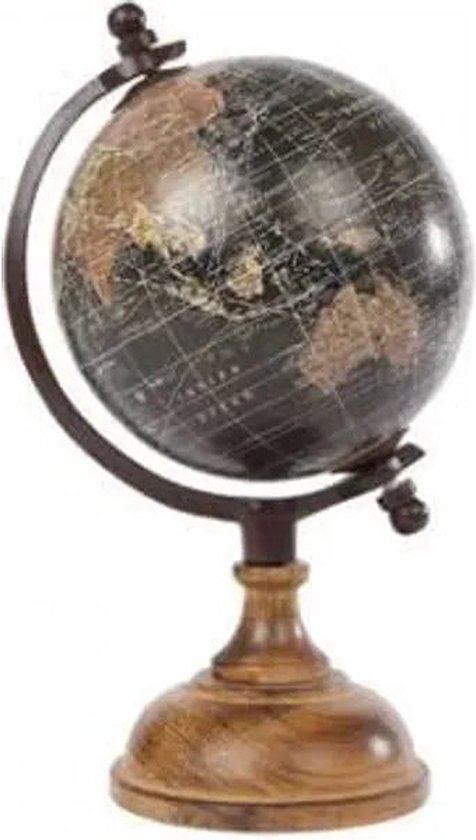 Globe op voet hout 12cm zwart - 6 stuks