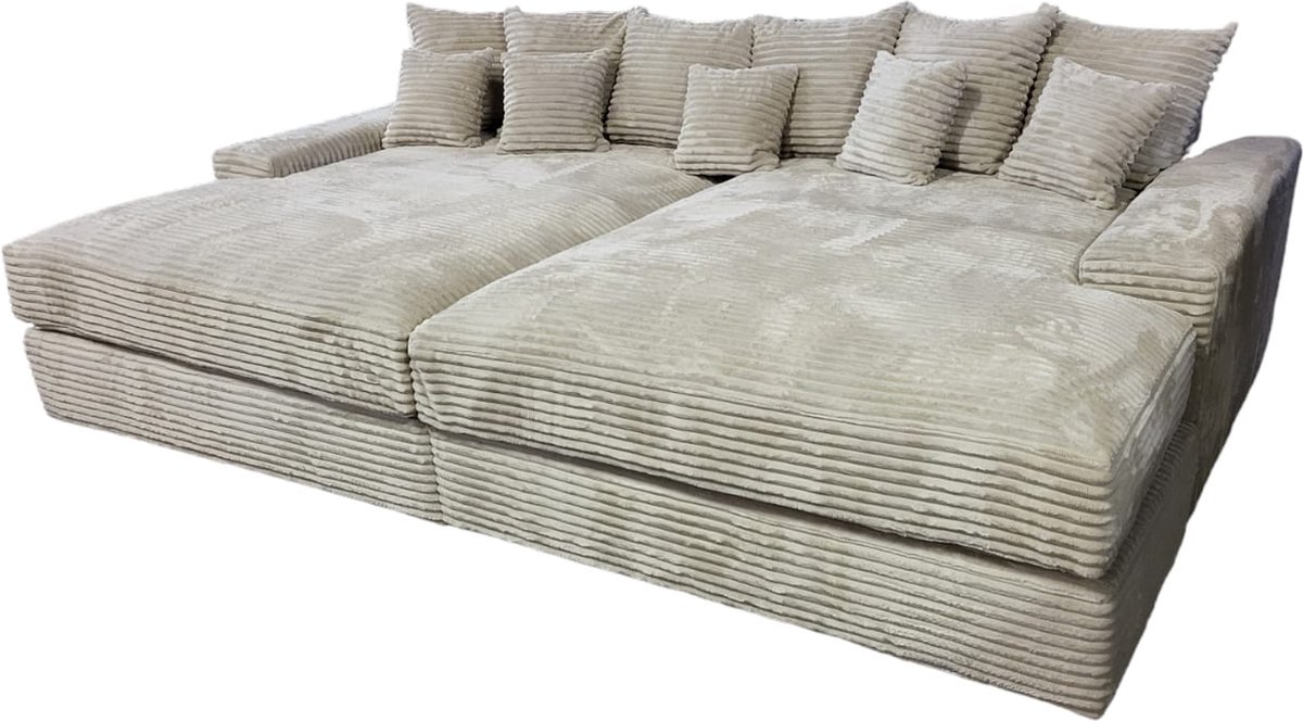 zitbank- bigsofa- jumbo american- beige ribstof- seatsandbeds hoekbanken en boxsprings