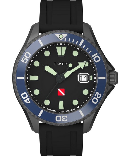 Timex Deep Water Tiburon Automatic TW2W21100 Horloge - Rubber - Zwart - Ø 44 mm
