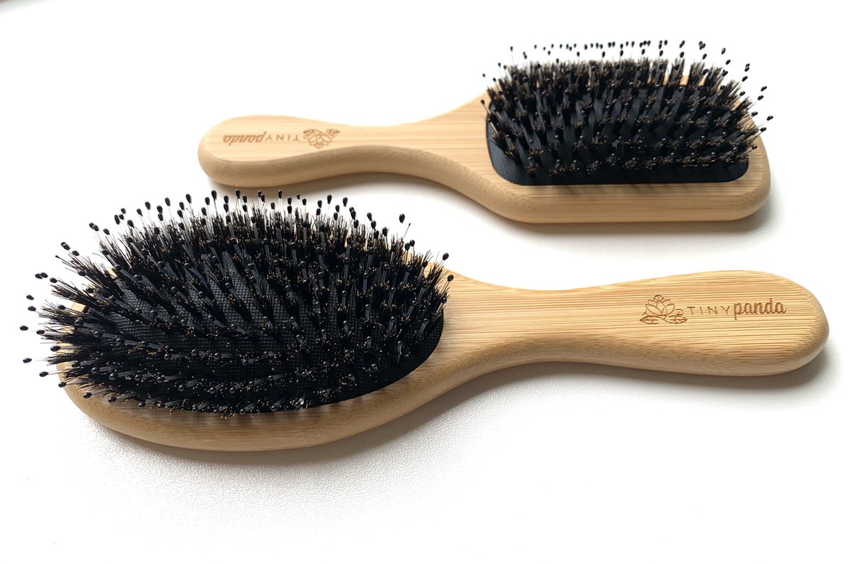 Tiny Panda - Bamboe Haarborstels - 2 stuks - Hair Brushes - Anti Klit - Zijdezacht haar - Set