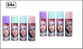 24x Haarspray pastelkleuren assortie 125 ml - Assortie kleuren - Haar spray uitwasbaar cosmetica festival thema feest