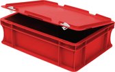 Alpac Stapelbak met deksel - Opbergbak - 400 x 300 x 140 mm - 10L - Rood