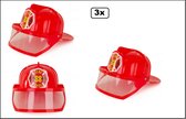 3x Kids Brandweerhelm met vizier rood - Brand redding speelgoed hoofdeksel thema feest party verjaardag
