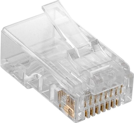 Modulaire RJ45 stekker - Cat 6 - Vaste kern - Verguld - Transparant - 10 stuks - Allteq
