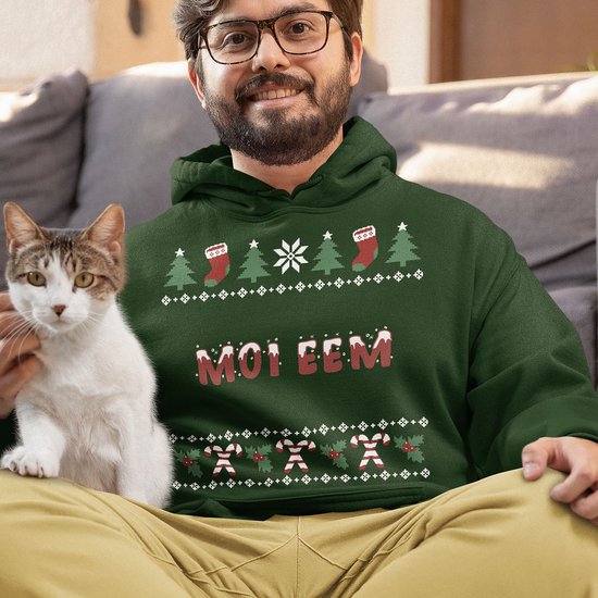 Groningen Kerst Hoodie Groen Moi Eem Candy Cane - Maat XXL - Uniseks Fit - Kerstkleding Voor Dames & Heren