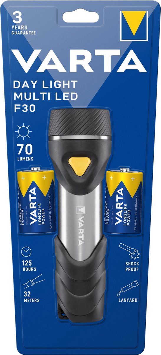 Bol.com Varta - Day Light Multi LED F30 Zaklamp - 2xD Batterijen aanbieding