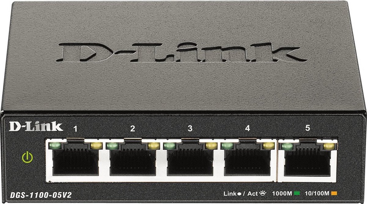 D-Link DGS-1100-05V2 netwerk-switch Managed Gigabit Ethernet (10/100/1000) Zwart