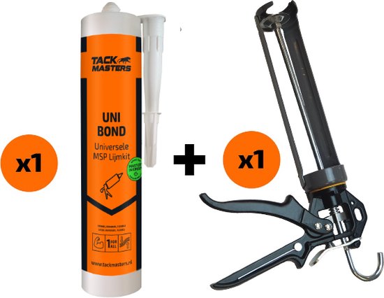 Tackmasters® Unibond + kitpistool – Koker WIT 290 ml - Polymeerkit - Montagekit - Montagelijm – Lijmkit - Alleslijm
