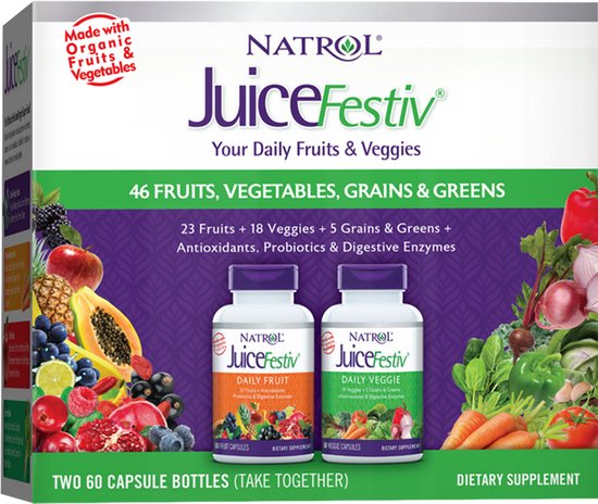 Foto: Juicefestiv 2 bottles fruits veggies 120 capsules 