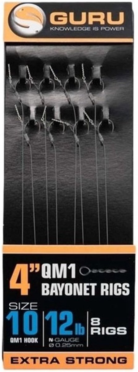 Guru 4’’ QM1 Feeder Bayonet Barbless - Eyed (8 pcs) - Maat : Haak 12 - 0.19mm