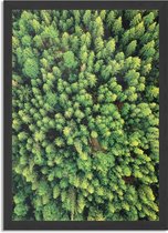 Poster Het groene bos Rechthoek Verticaal Met Lijst L (40 X 50 CM) - Zwarte Lijst - Wanddecoratie - Posters