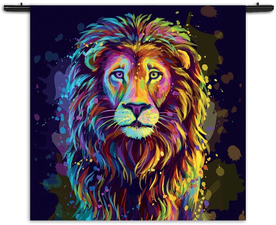 Mezo Wandkleed Colored Lion Rechthoek Vierkant S (60 X 60 CM) - Wandkleden - Met roedes