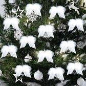 12 Stks Witte Veer Kerst Decoraties Vintage Veer Kerst Ornamenten Engel Witte Veer Vleugels Boom Decoratie Voor Diy Craft