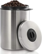 Koffiebus voor 1 kg koffie (luchtdichte voorraadpot met aromasluiting, roestvrijstalen container voor het bewaren van koffie, thee, cacao) zilver