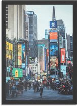Poster Times Square New York Rechthoek Verticaal Met Lijst L (40 X 50 CM) - Zwarte Lijst - Wanddecoratie - Posters