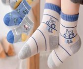 kindersokken jongens - 5 paar jongenssokken -sokken voor kinderen 1-2 jaar- 12-14cm- voor schoenmaat 19- 24 - auto- 97% polyester