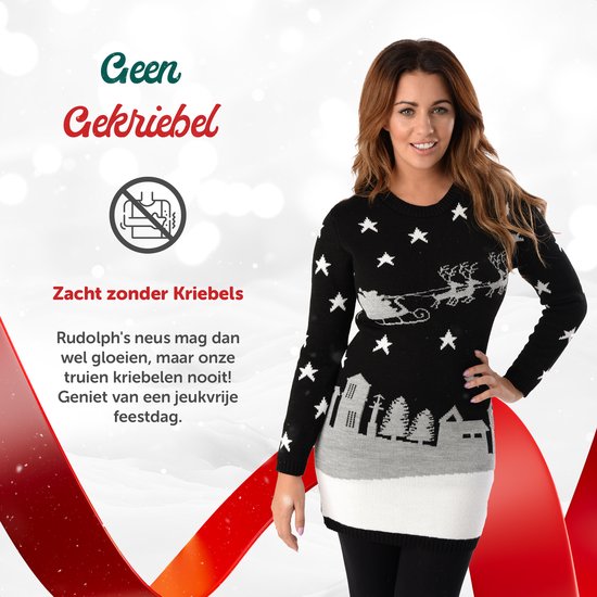 Ugly Christmas Sweater Ladies - Pull de Noël - Robe de Noël "Santa in the Night" - Taille Femme XXL