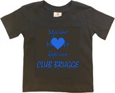 Brugge Kinder t-shirt | CLUB BRUGGE "Mijn hart klopt voor CLUB BRUGGE" | Verjaardagkado | verjaardag kado | grappig | jarig | Brugge | CLUB BRUGGE | cadeau | Cadeau | Zwart/blauw | Maat 122/128