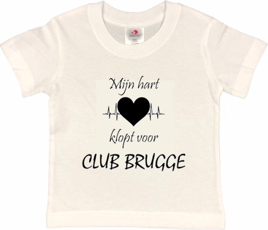 T-shirt Kinder Bruges | CLUB BRUGGE "Mon cœur bat pour le CLUB BRUGGE" | Cadeau d'anniversaire | cadeau d'anniversaire | drôle | anniversaire | Bruges | CLUB DE BRUGGE | cadeau | Cadeau | blanc noir | Taille 134/140