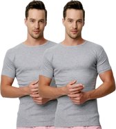 2 Pack Top kwaliteit T-Shirt - 100% Katoen - Grijs - Maat XL