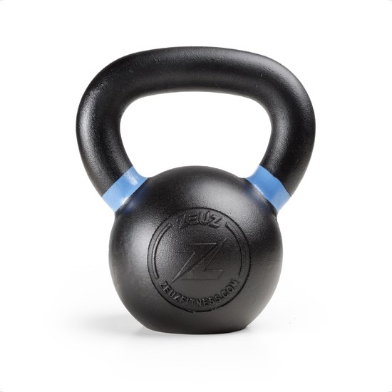 ZEUZ Kettlebell 12 KG – Gewichten voor Fitness & CrossFit - Conditie & Krachttraining – Gietijzer – Blauw