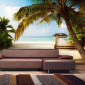 Fotobehangkoning - Behang - Vliesbehang - Fotobehang - Paradise beach - Palmboom - Zee - Strand - 250 x 175 cm