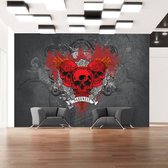 Fotobehangkoning - Behang - Vliesbehang - Fotobehang Schedel - Schedels - Skull - Skulls - Darkness - 250 x 175 cm