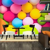 Fotobehangkoning - Behang - Vliesbehang - Fotobehang Kleurrijke Ballen 3D - 300 x 210 cm