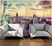 Fotobehangkoning - Behang - Vliesbehang - Fotobehang Ansichtkaart van New York - 200 x 140 cm