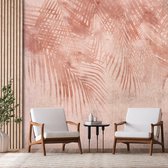 Fotobehangkoning - Behang - Vliesbehang - Fotobehang Roze Palmbomen - Palmbladeren - Jungle - 150 x 105 cm